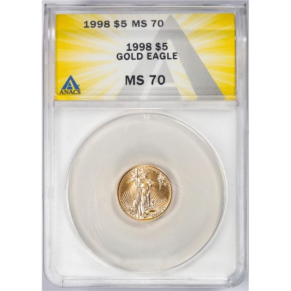 1998 $5 American Gold Eagle Coin ANACS MS70