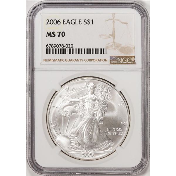 2006 $1 American Silver Eagle Coin NGC MS70