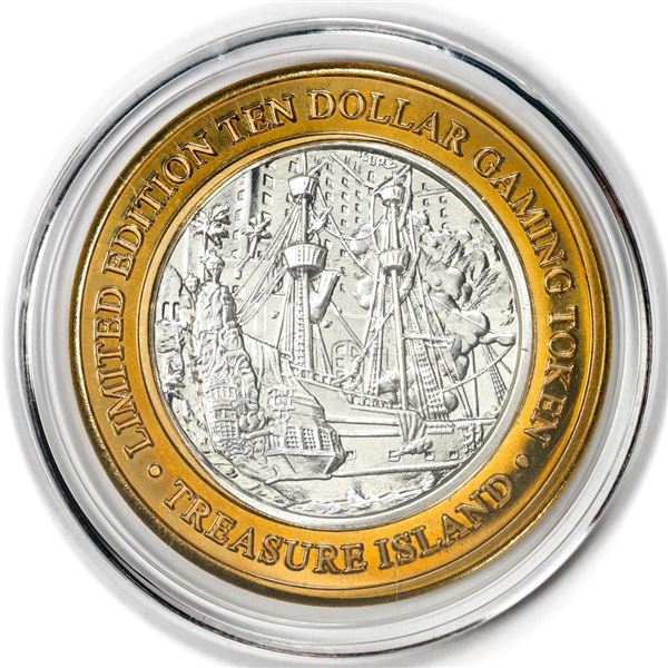 .999 Silver Treasure Island Las Vegas, NV $10 Casino Gaming Token Limited Edition