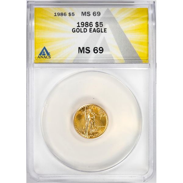 1986 $5 American Gold Eagle Coin ANACS MS69