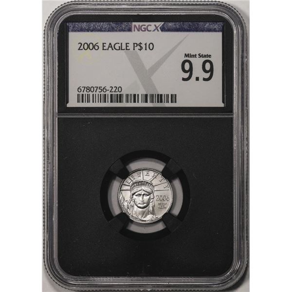 2006 $10 Platinum American Eagle Coin NGCX Mint State 9.9