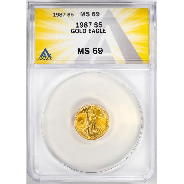 1987 $5 American Gold Eagle Coin ANACS MS69