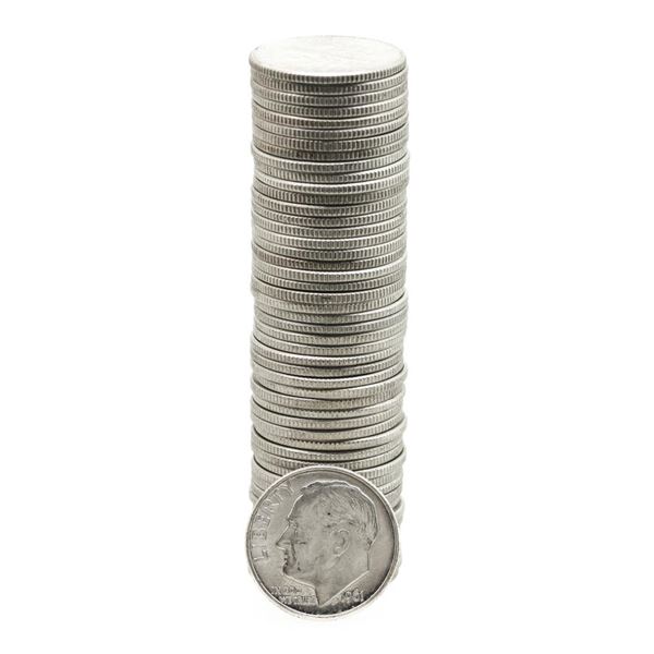Roll of (50) Brilliant Uncirculated 1961-D Roosevelt Dimes