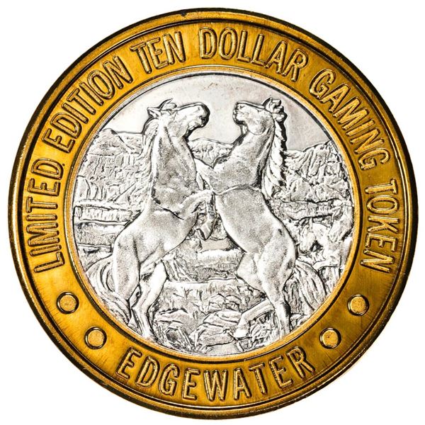 .999 Fine Silver Edgewater Laughlin, Nevada $10 Limited Edition Gaming Token