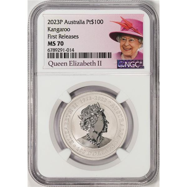 2023P Australia $100 Kangaroo 1oz Platinum Coin NGC MS70 First Releases