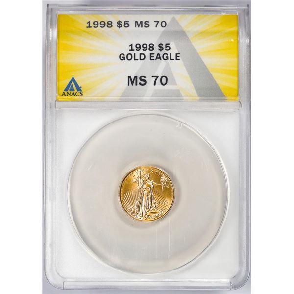 1998 $5 American Gold Eagle Coin ANACS MS70