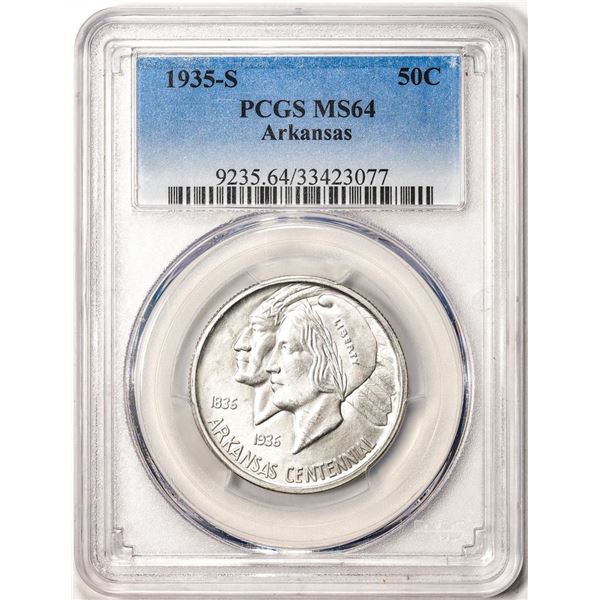 1935-S Arkansas Centennial Commemorative Half Dollar Coin PCGS MS64