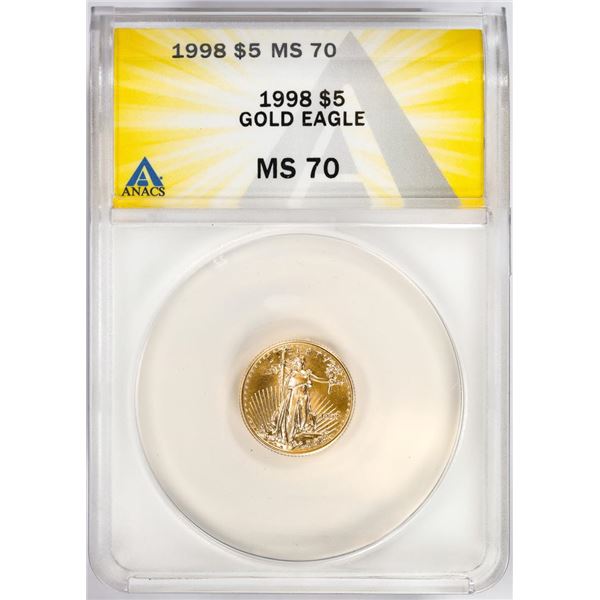 1998 $5 American Gold Eagle Coin ANACS MS70