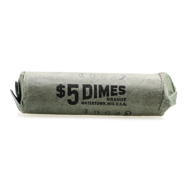 Original Bank Roll of (50) Brilliant Uncirculated 1964-D Roosevelt Dime Coins