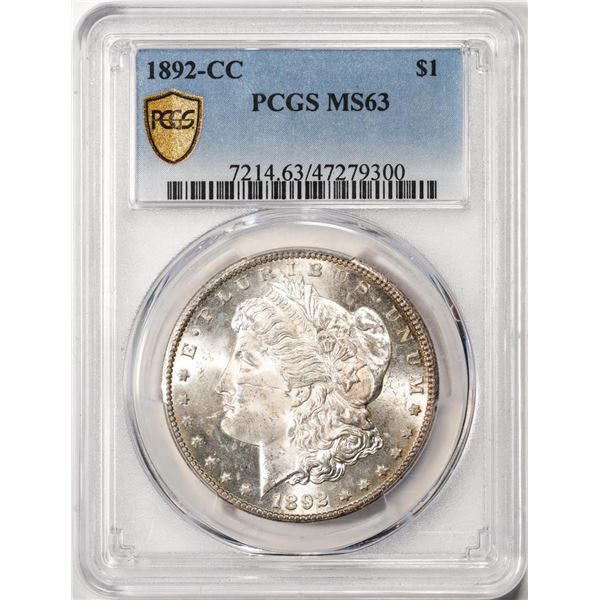 1892-CC $1 Morgan Silver Dollar Coin PCGS MS63