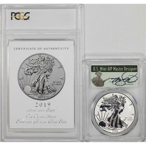 2019-S Enhanced Reverse Proof $1 Silver Eagle Coin PCGS PR69 FDOI Cleveland Signature