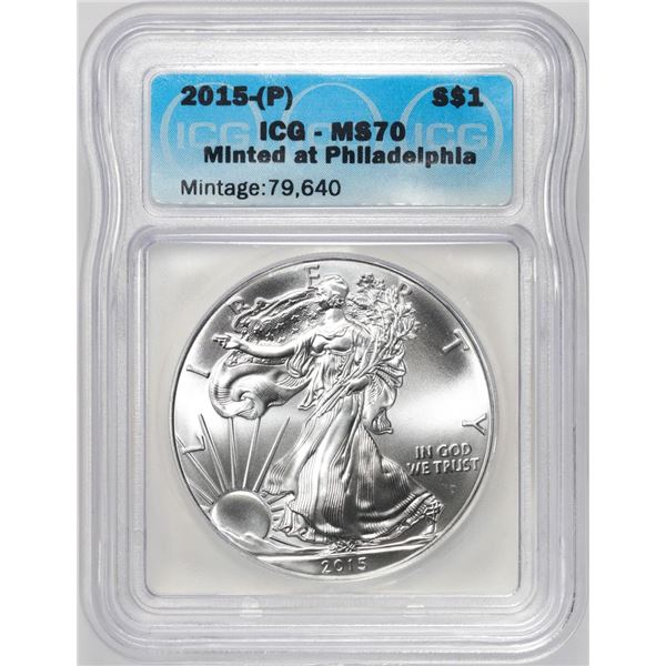2015-(P) $1 American Silver Dollar Coin ICG MS70 Philadelphia