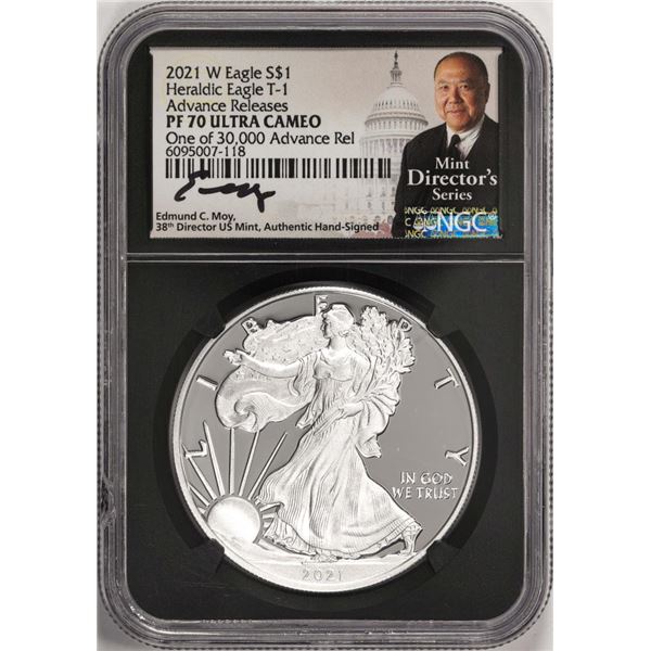 2021-W T-1 $1 Proof Heraldic American Silver Eagle Coin NGC PF70 Ultra Cameo AR Moy
