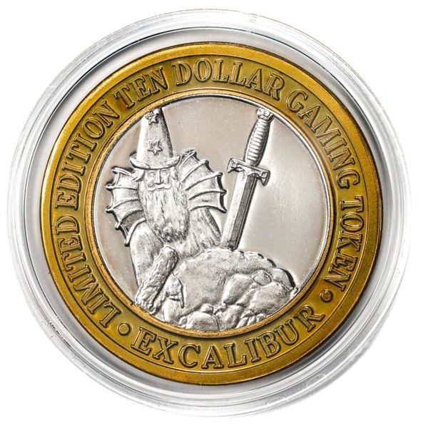 .999 Silver Excalibur Las Vegas Nevada $10 Casino Limited Edition Gaming Token