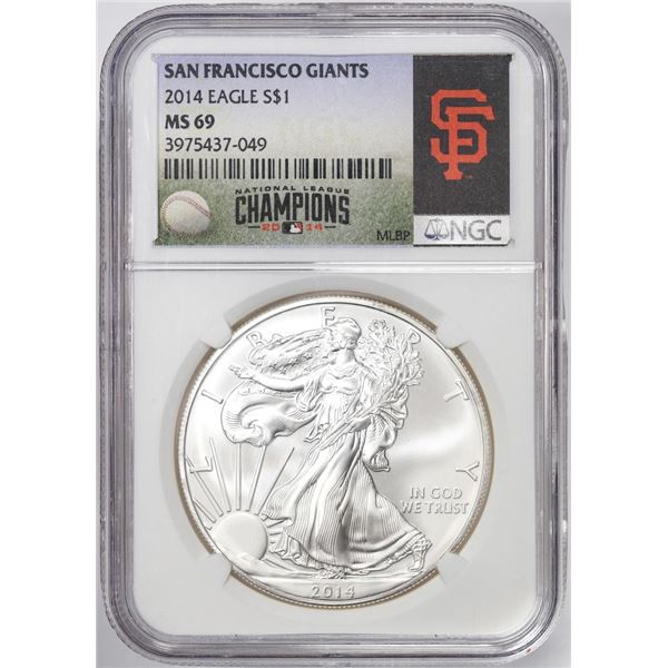2014 $1 American Silver Eagle Coin NGC MS69 San Francisco Giants