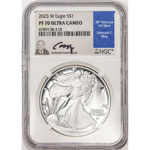 2023-W $1 Proof American Silver Eagle Coin NGC PF70 Ultra Cameo Edmund Moy Signature