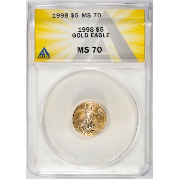 1998 $5 American Gold Eagle Coin ANACS MS70