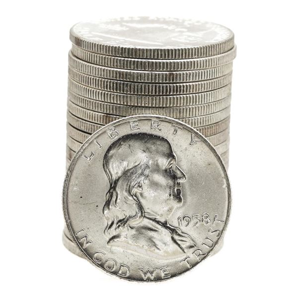 Roll of (20) Brilliant Uncirculated 1958-D Franklin Half Dollar Coins