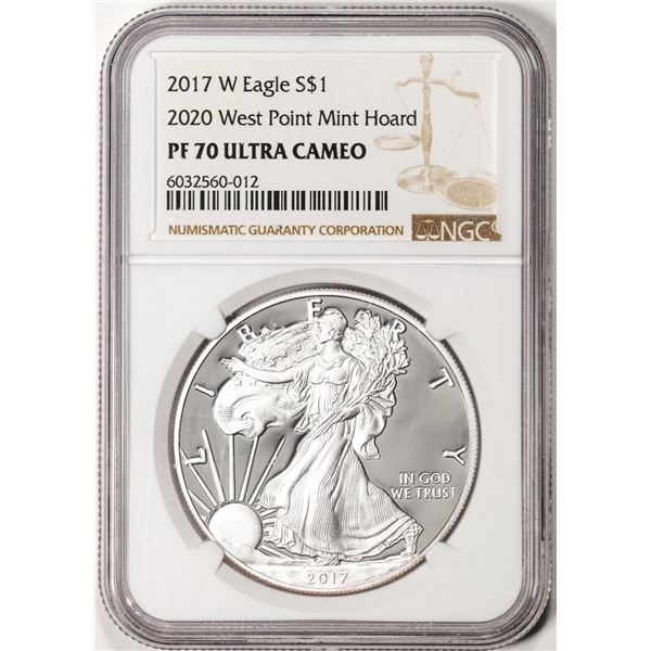 2017-W $1 Proof American Silver Eagle Coin NGC PF70 Ultra Cameo West Point Mint Hoard
