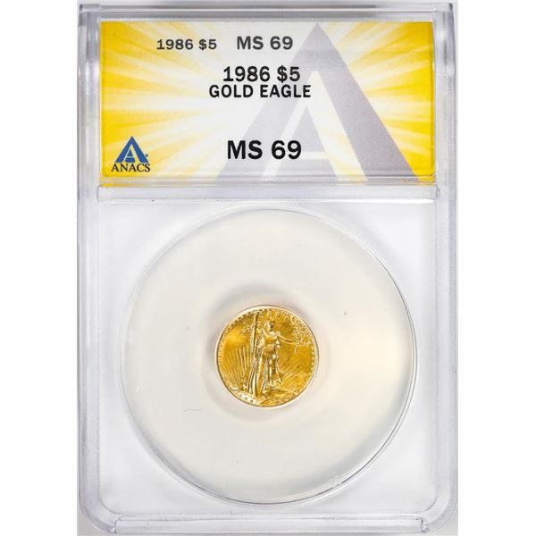 1986 $5 American Gold Eagle Coin ANACS MS69