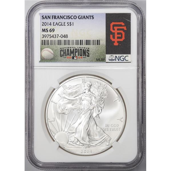 2014 $1 American Silver Eagle Coin NGC MS69 San Francisco Giants