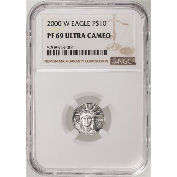 2000-W $10 Proof American Platinum Eagle Coin NGC PF69 Ultra Cameo