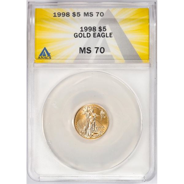 1998 $5 American Gold Eagle Coin ANACS MS70