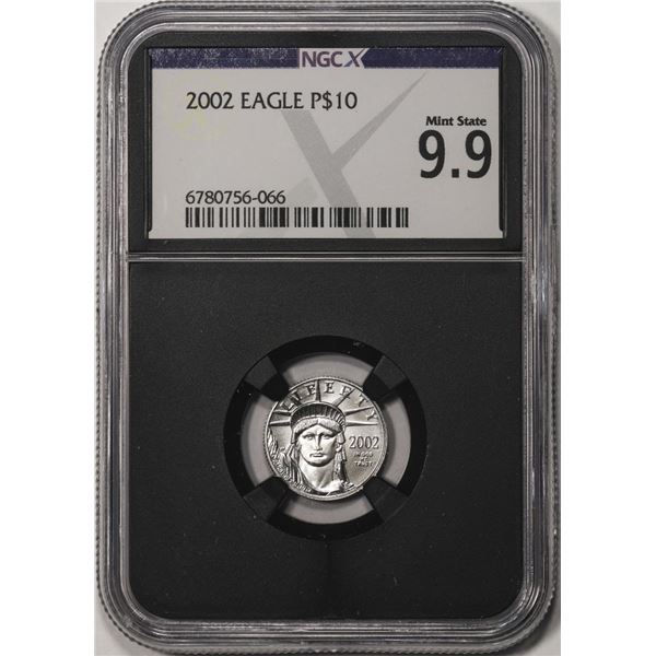 2002 $10 Platinum American Eagle Coin NGCX Mint State 9.9