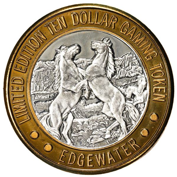 .999 Fine Silver Edgewater Laughlin, Nevada $10 Limited Edition Gaming Token