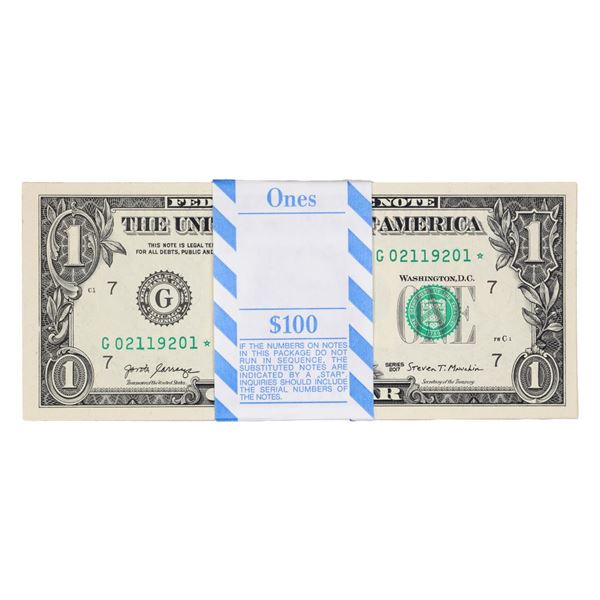 Pack of (100) Consecutive 2017 $1 Federal Reserve STAR Notes Chicago