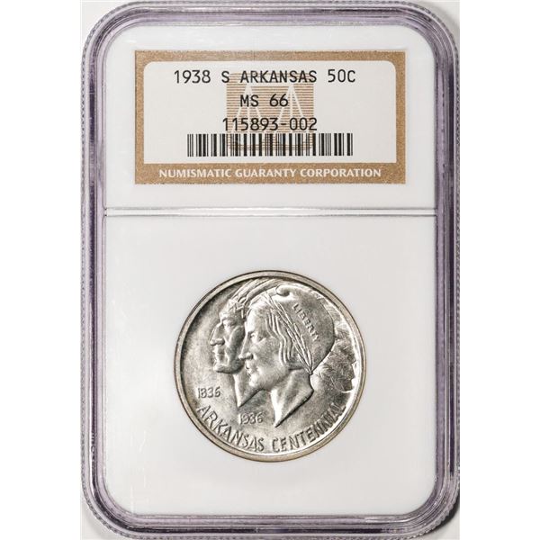 1938-S Arkansas Centennial Commemorative Half Dollar Coin NGC MS66