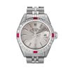 Image 2 : Rolex Ladies Stainless Steel Ruby And Diamond Date Wristwatch With Rolex Box