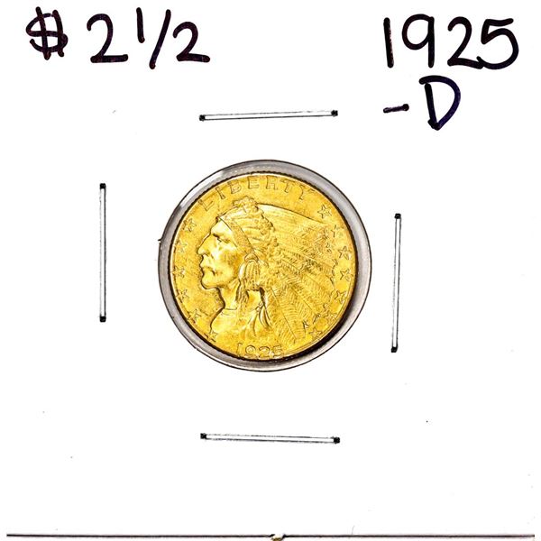 1925-D $2 1/2 Indian Head Quarter Eagle Gold Coin
