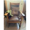 Image 1 : Vintage Leather and Solid Wood Rocker Armchair 27W x 27D x 37H