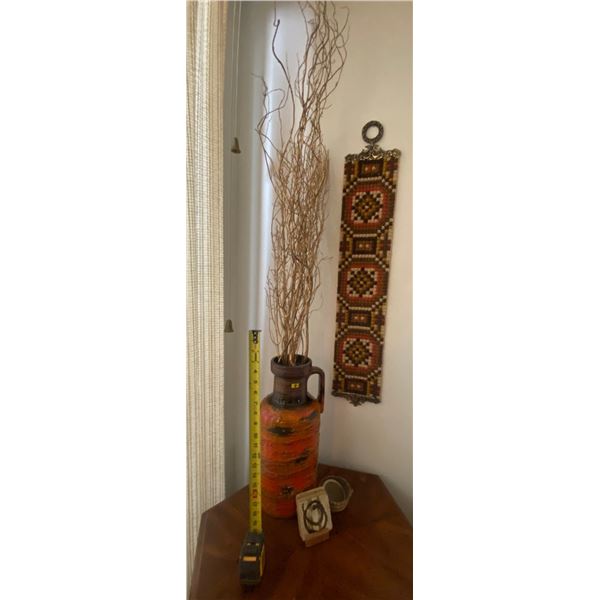 Vintage W. Germany Made Vase Hand Made Macrame Wall Hanging Stoneware Coasters