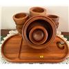 Image 1 : Vintage Teak Serving Set 12 Bowls Serving Tray Barrel Shot GLass