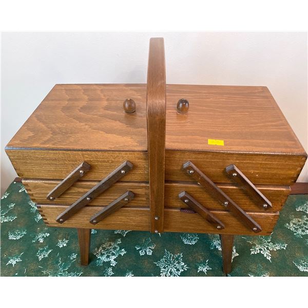 Vintage Wood 3 Tier Sewing Storage Box