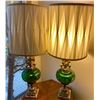 Image 1 : Large Vintage Green & Gold Cherub Lamps  39H