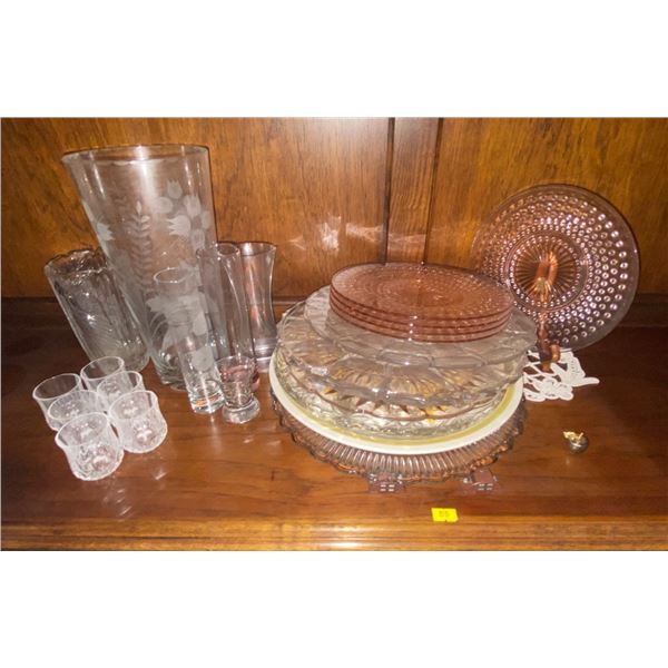 Vintage Assorted Vases Shot Glasses Plates & Serving Plates