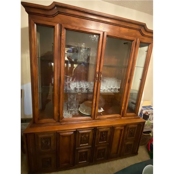 Vintage Wood & Glass China Cabinet 64W x 18 D x 78 H