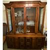 Image 2 : Vintage Wood & Glass China Cabinet 64W x 18 D x 78 H