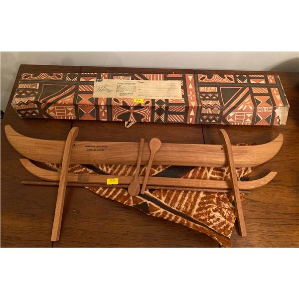 Hand Carved Hawaiian Outrigger Canoe