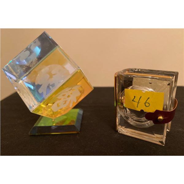 Swarovski Crystal Book Timepiece and Asain Statue