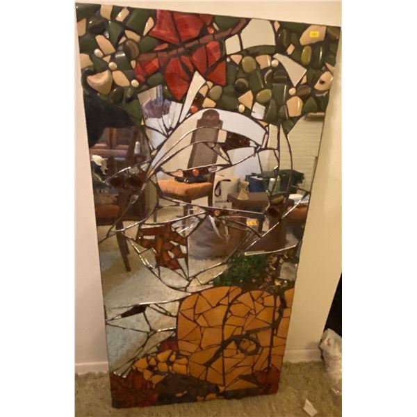 One of a Kind Handmade Art Deco Mirror Wall Hanging    24W x 48H