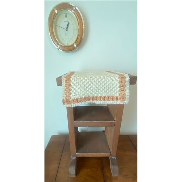 Solid Wood Handmade Wooden Side Table & Daniel Dakota Kitchen Clock