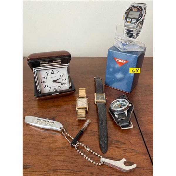 Vintage Time Pieces Timex Bulova Allegro w/ Utility knife