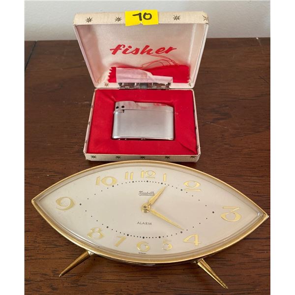 Vintage Forestville Time Piece w/ Fisher Refillable Butane LIghter