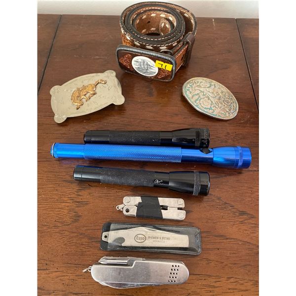 Belt Lot Assortment Leather Buckles Vintage