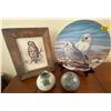 Image 1 : Terry Mclean Arctic Watch Collectable Plate Ceramic Windchime SW Pot w/ Lid Owl Portrait