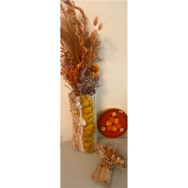 Floral Wall Hangings x 3 Autumn Colors Macrame Clay Handmade